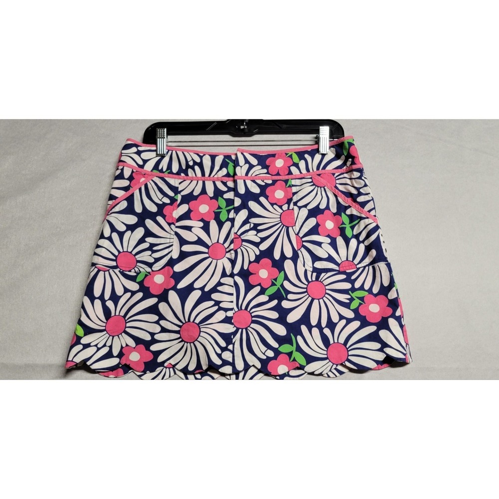 Vintage Blue White Pink Floral Print Lilly Pulitzer Skort Size 10